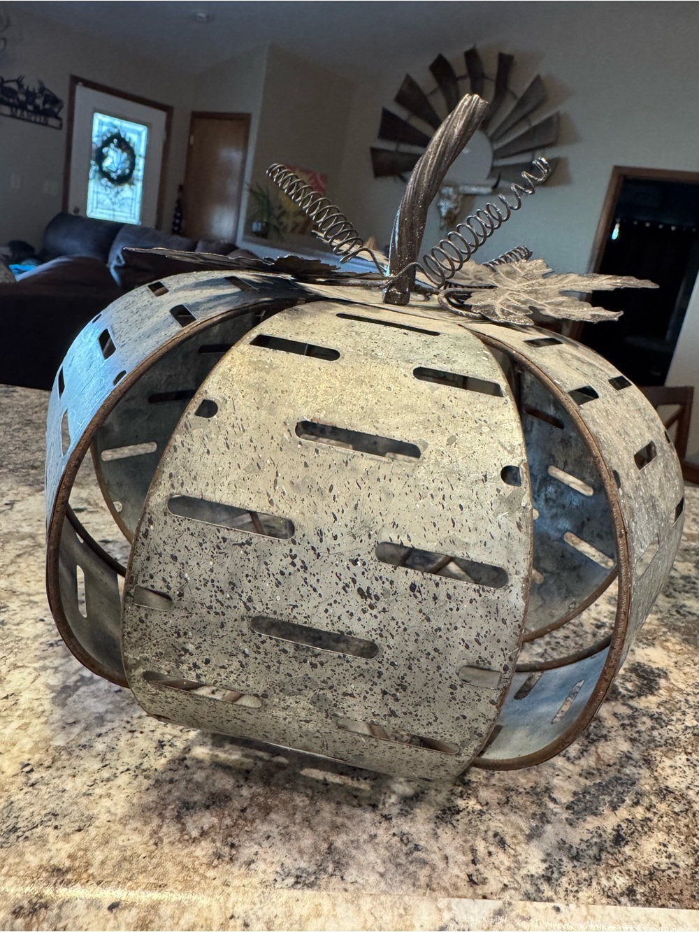 Metal Rustic Pumpkin Accent - Neutral Gray Home Accent